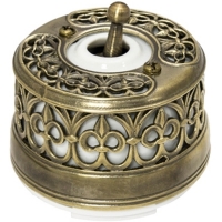 Нажмите для увеличения Выключатель тумблерный 2-х позиционный фарфоровый Salvador цвет Белый с декоративной накладкой латунь , OP41KVWT